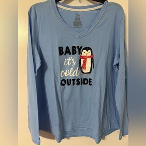 Secret Treasures Blue Penguin Long Sleeve Tee